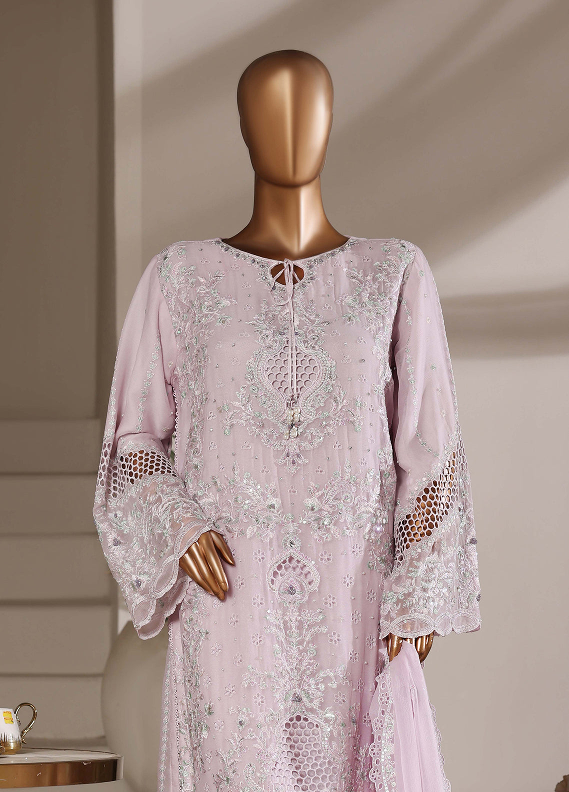Fasaane By HZ Textiles Formals Embroidered Chiffon 3 Piece Stitched Suit HZ26FFECV1 D-HZK-236-LVN Fasaane By HZ Textiles Formals Embroidered Chiffon 3 Piece Stitched Suit HZ26FFECV1 D-HZK-236-LVN