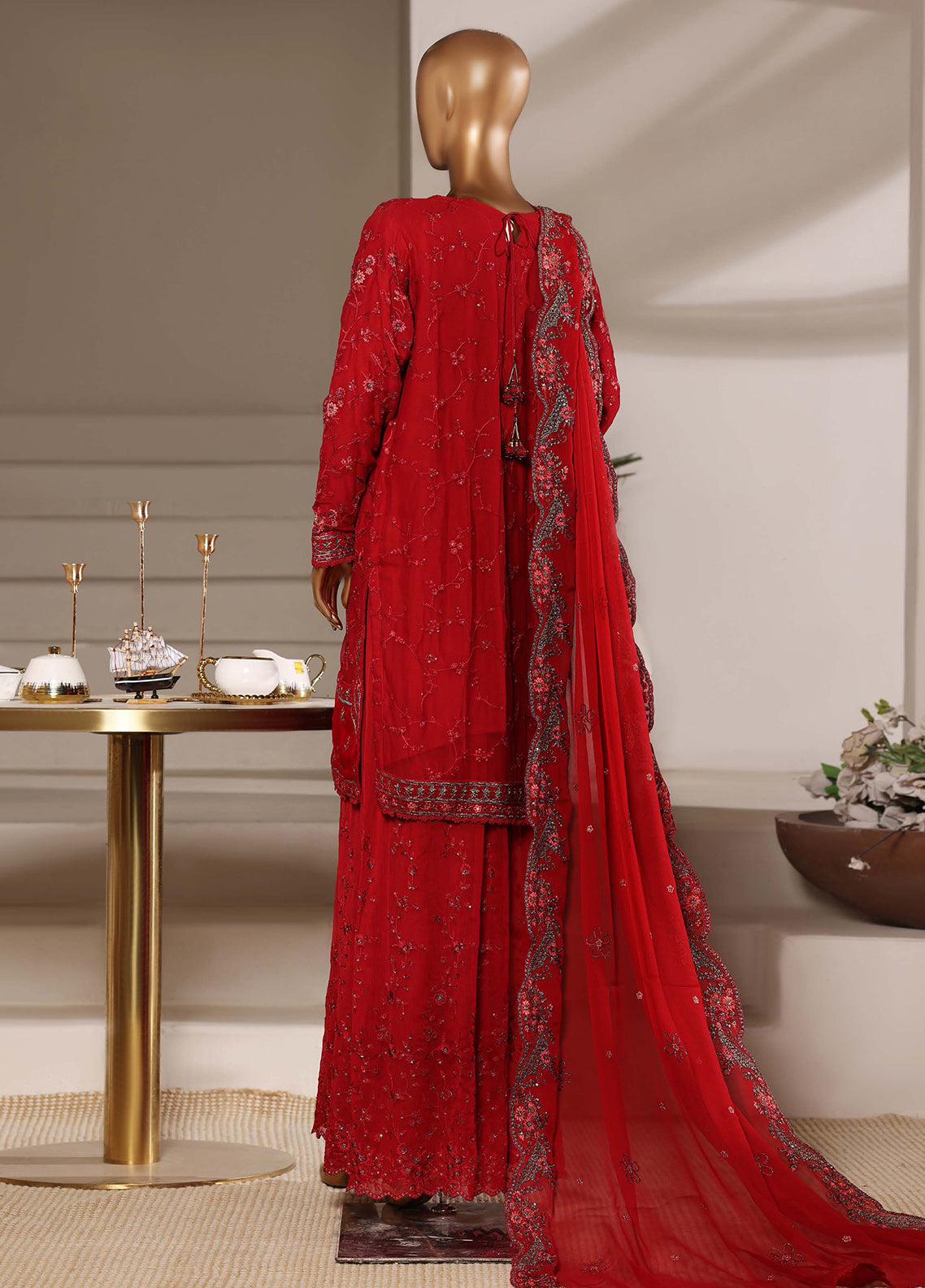 Fasaane By HZ Textiles Formals Embroidered Chiffon 3 Piece Stitched Suit HZ26FFECV1 D-HZK-239-MRN Fasaane By HZ Textiles Formals Embroidered Chiffon 3 Piece Stitched Suit HZ26FFECV1 D-HZK-239-MRN