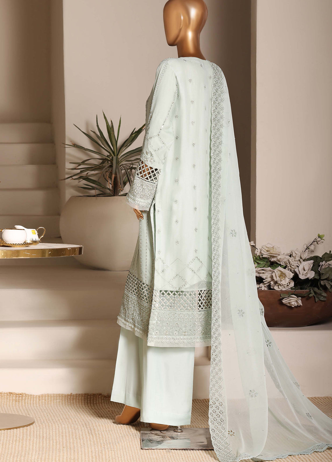 Fasaane By HZ Textiles Formals Embroidered Chiffon 3 Piece Stitched Suit HZ26FFECV1 D-HZK-241-GRN Fasaane By HZ Textiles Formals Embroidered Chiffon 3 Piece Stitched Suit HZ26FFECV1 D-HZK-241-GRN