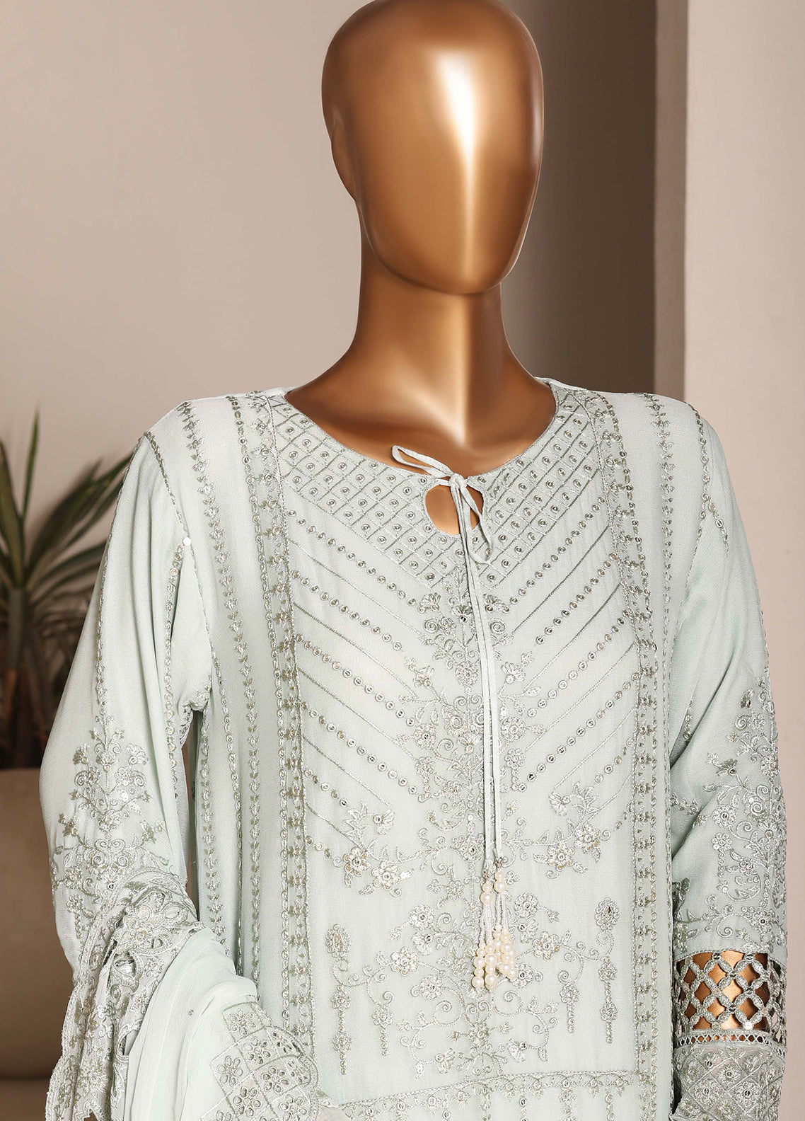 Fasaane By HZ Textiles Formals Embroidered Chiffon 3 Piece Stitched Suit HZ26FFECV1 D-HZK-241-GRN Fasaane By HZ Textiles Formals Embroidered Chiffon 3 Piece Stitched Suit HZ26FFECV1 D-HZK-241-GRN