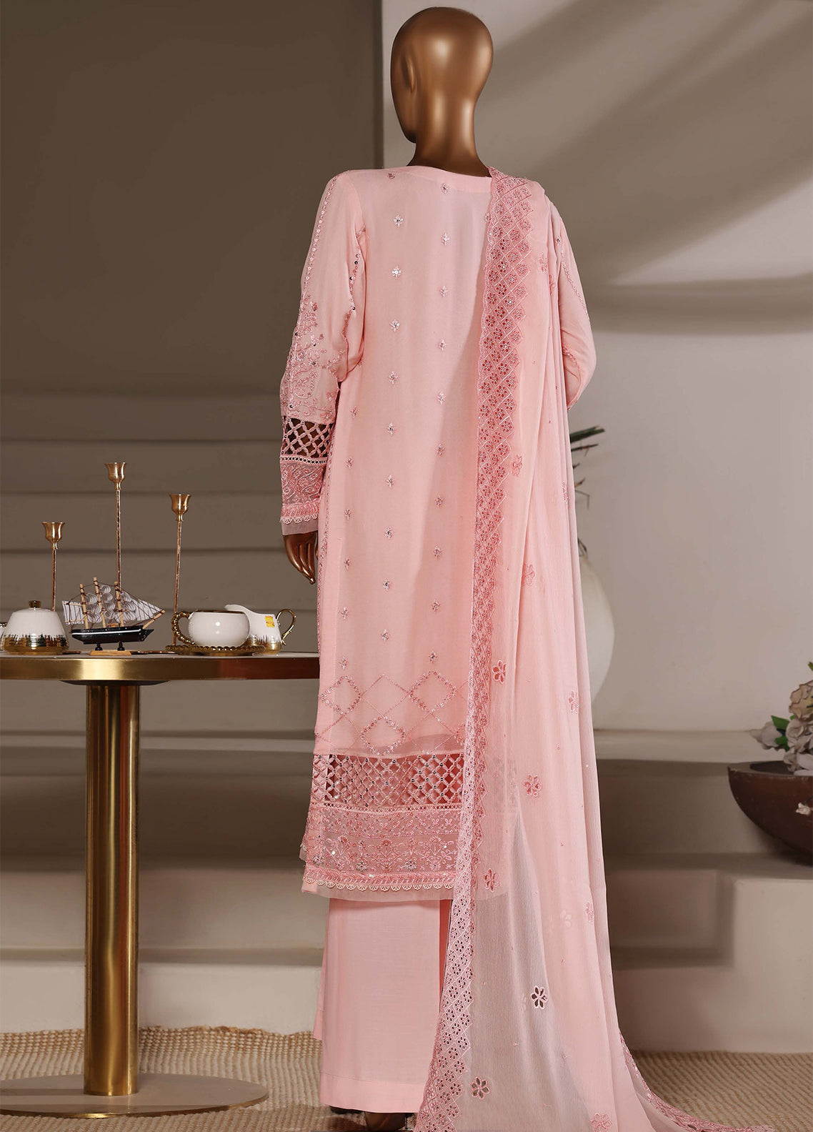 Fasaane By HZ Textiles Formals Embroidered Chiffon 3 Piece Stitched Suit HZ26FFECV1 D-HZK-241-PNK Fasaane By HZ Textiles Formals Embroidered Chiffon 3 Piece Stitched Suit HZ26FFECV1 D-HZK-241-PNK