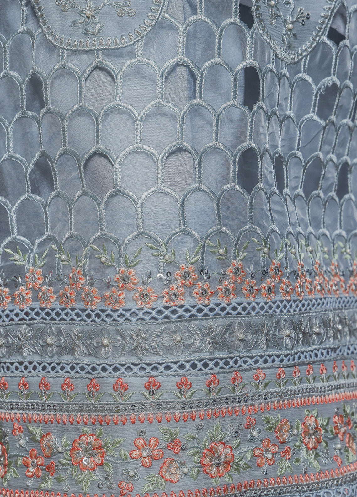 Fasaane by HZ Textiles Embroidered Chiffon Suits Stitched 3 Piece - HZ25FCF HZK-209 PASTEL BLUE Fasaane by HZ Textiles Embroidered Chiffon Suits Stitched 3 Piece - HZ25FCF HZK-209 PASTEL BLUE