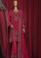 Fasaane by HZ Textiles Embroidered Chiffon Suits Stitched 3 Piece - HZ25FCF HZK-210 MAGENTA