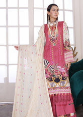 Firdous Fashion Printed Lawn Unstitched 3 Piece Suit - FF24PL F-10 ROSE PINK
