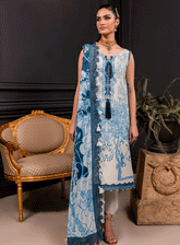 Firdous Printed Linen Unstitched 3 Piece Suit - 20393A