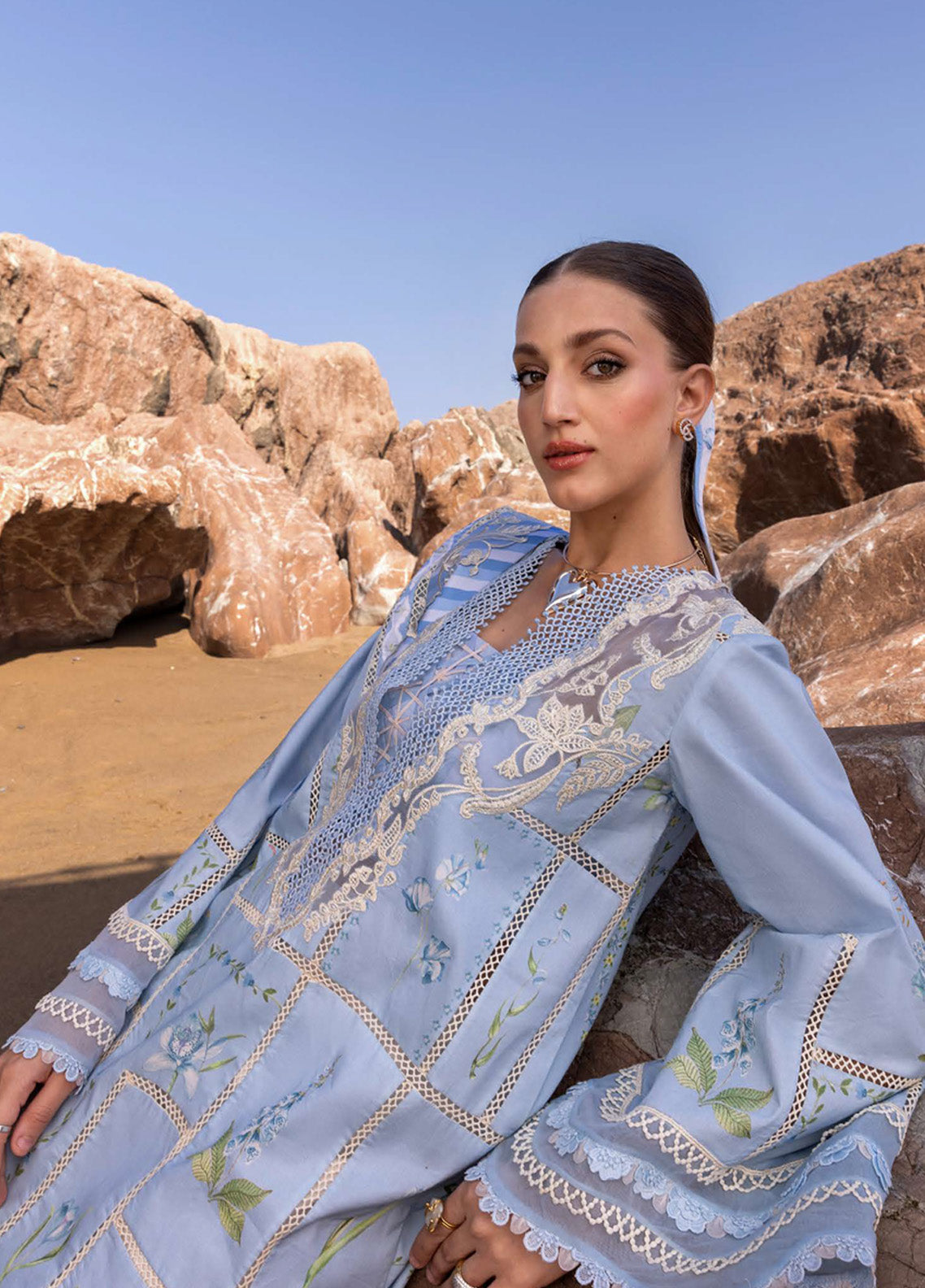 Flow by Crimson Embroidered Lawn Suits Unstitched 3 Piece - CSS25FL 7B A GIRL IN THE GARDEN Flow by Crimson Embroidered Lawn Suits Unstitched 3 Piece - CSS25FL 7B A GIRL IN THE GARDEN