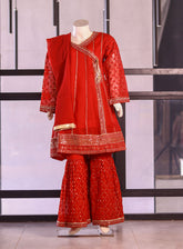 Fresh Birds Fancy Embroidered Chiffon Suits Stitched 3 Piece - FB26K&G 90073 RED