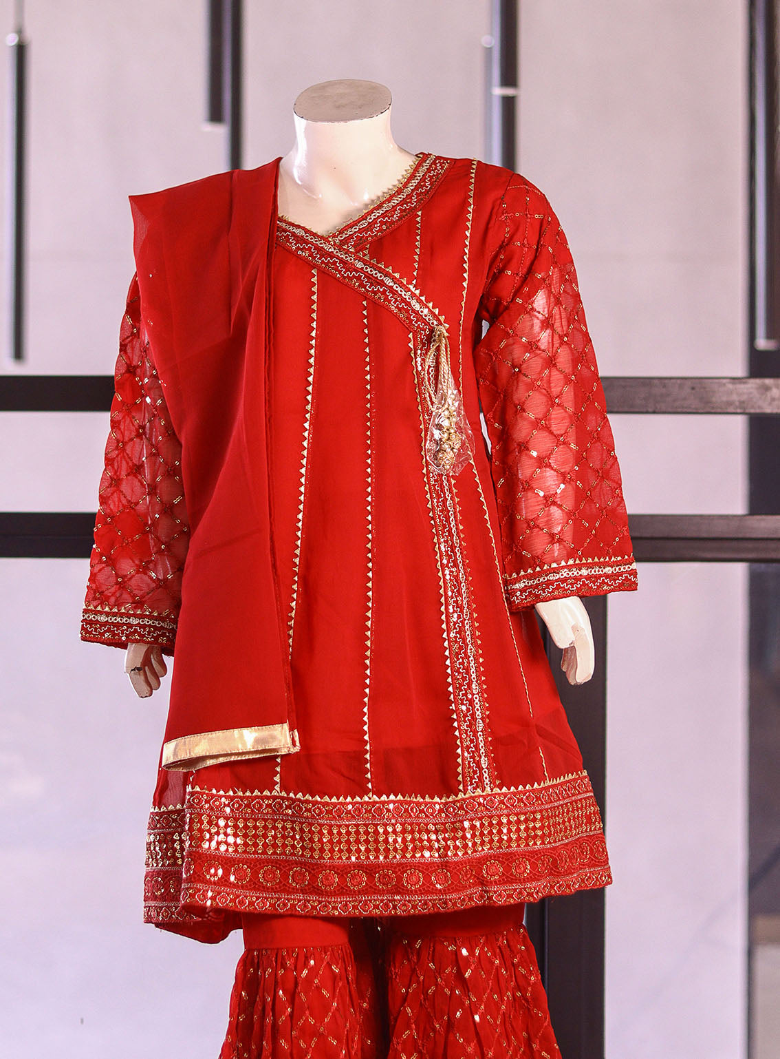 Fresh Birds Fancy Embroidered Chiffon Suits Stitched 3 Piece - FB26K&G 90073 RED Fresh Birds Fancy Embroidered Chiffon Suits Stitched 3 Piece - FB26K&G 90073 RED