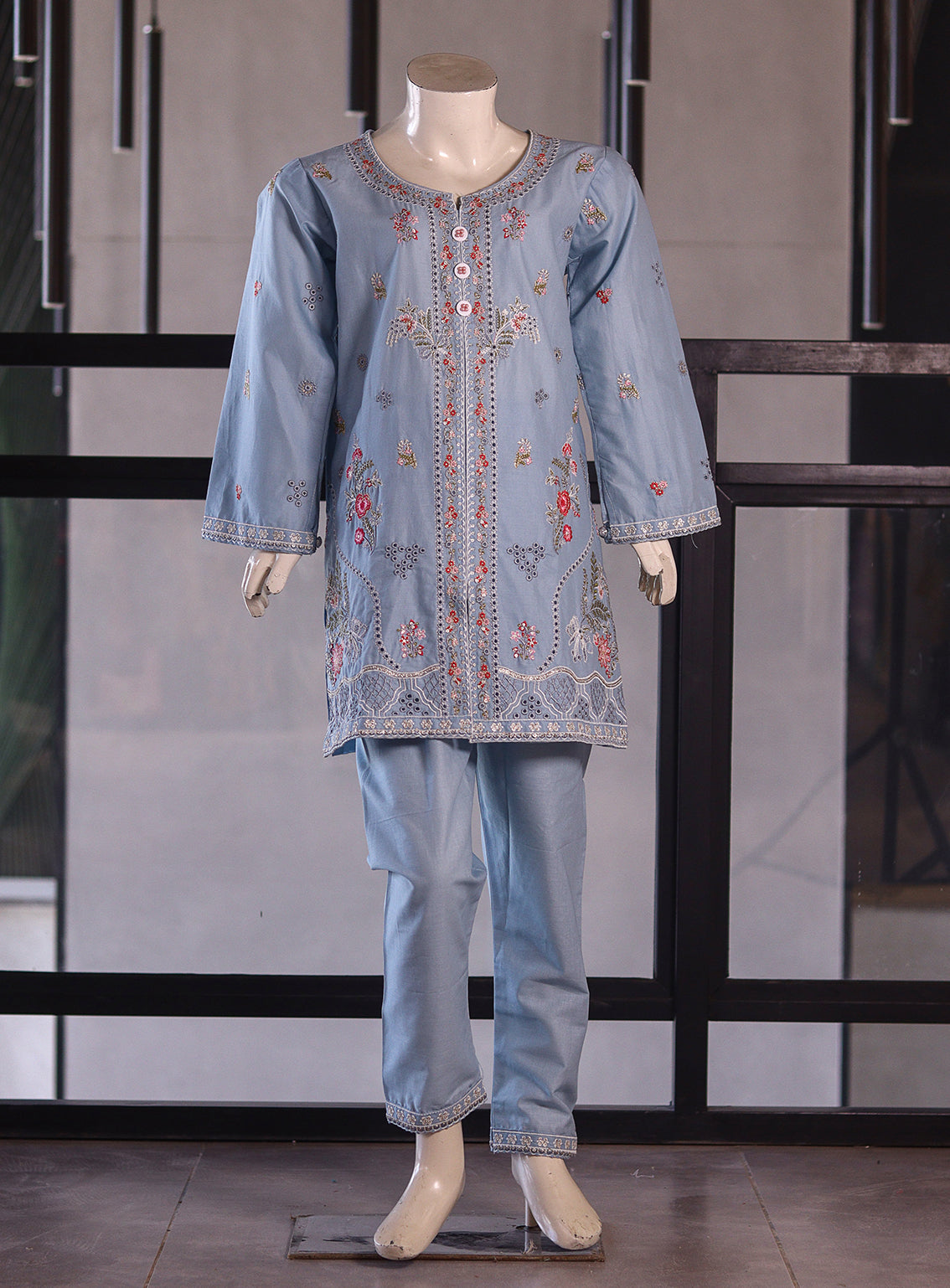 Fresh Birds Fancy Embroidered Cotton 2 Piece Stitched Shirt & Trouser FB26K&G D-90008-SBL Fresh Birds Fancy Embroidered Cotton 2 Piece Stitched Shirt & Trouser FB26K&G D-90008-SBL