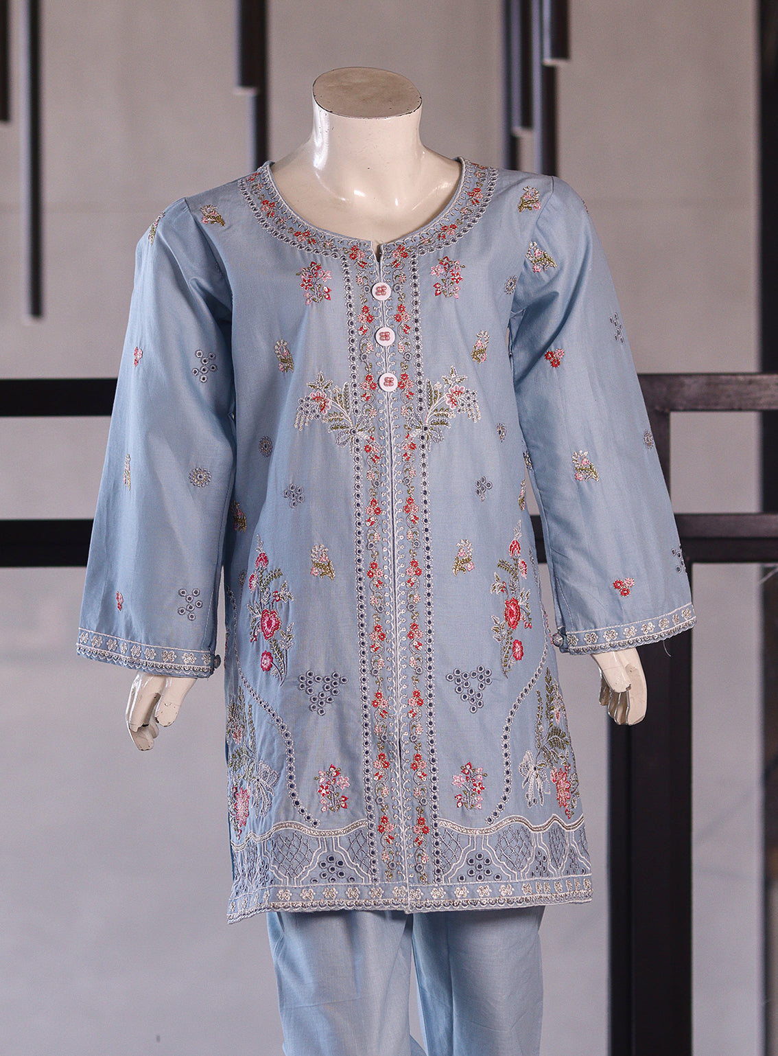 Fresh Birds Fancy Embroidered Cotton 2 Piece Stitched Shirt & Trouser FB26K&G D-90008-SBL Fresh Birds Fancy Embroidered Cotton 2 Piece Stitched Shirt & Trouser FB26K&G D-90008-SBL