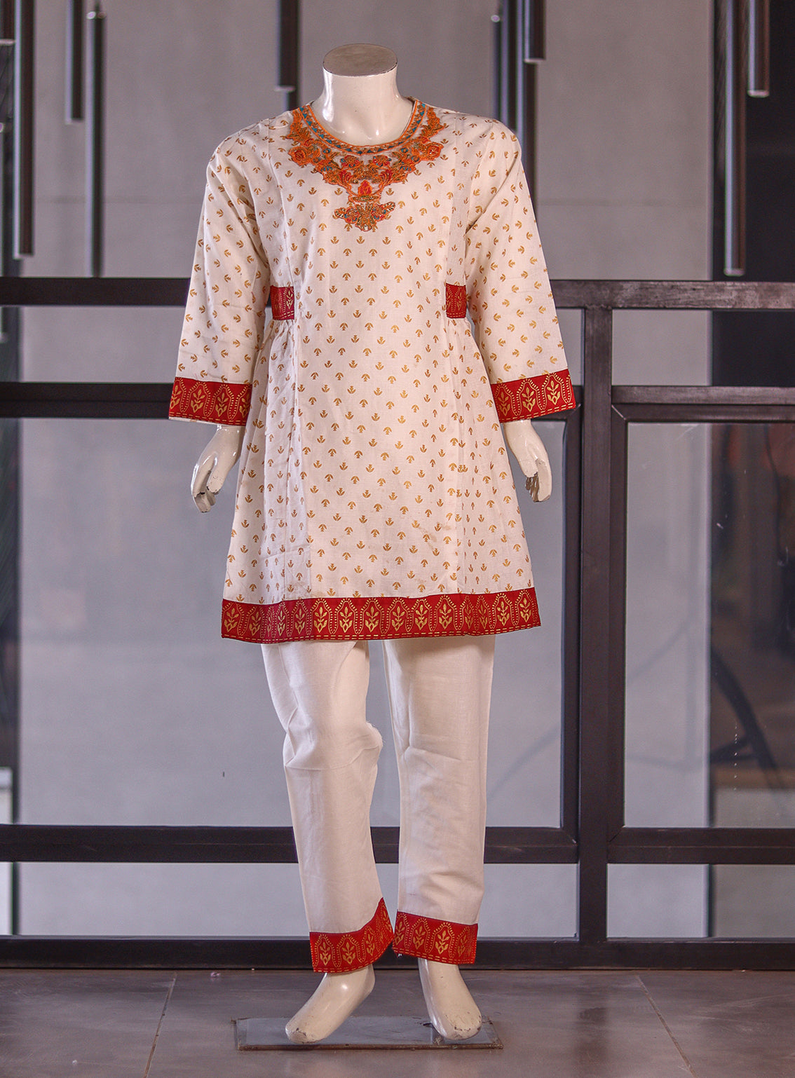 Fresh Birds Fancy Embroidered Cotton 2 Piece Stitched Shirt & Trouser FB26K&G D-90029-OWH Fresh Birds Fancy Embroidered Cotton 2 Piece Stitched Shirt & Trouser FB26K&G D-90029-OWH