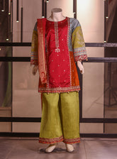 Fresh Birds Fancy Embroidered Raw Silk 3 Piece Stitched Suit FB26K&G D-96031-PK