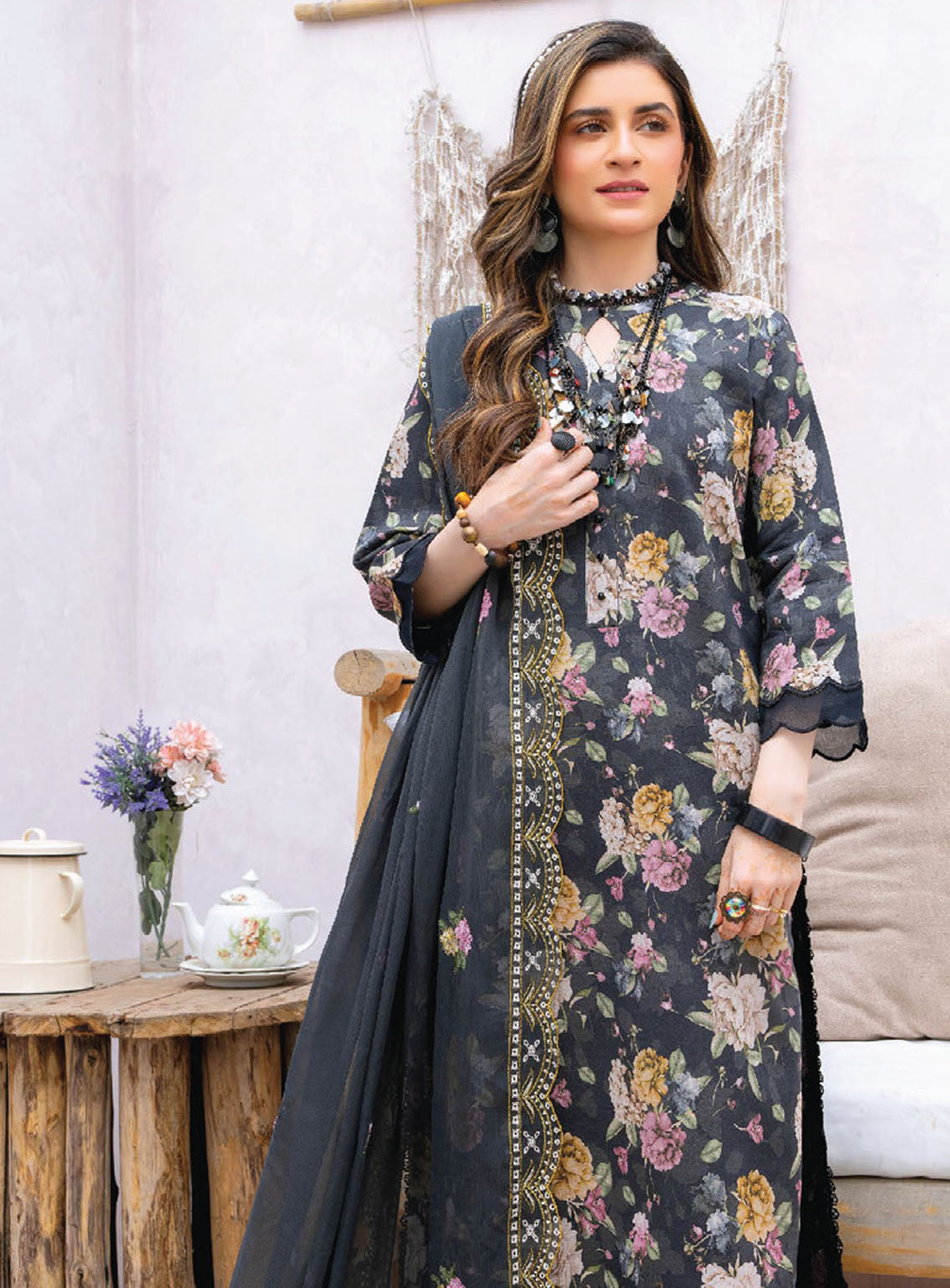Gardenia By Humdum Embroidered Lawn Suits Unstitched 3 Piece - HD24GL 03 Gardenia By Humdum Embroidered Lawn Suits Unstitched 3 Piece - HD24GL 03
