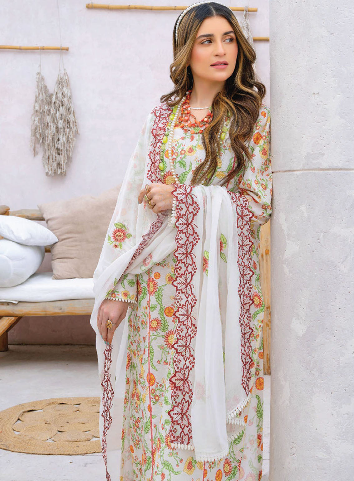Gardenia By Humdum Embroidered Lawn Suits Unstitched 3 Piece - HD24GL 08 Gardenia By Humdum Embroidered Lawn Suits Unstitched 3 Piece - HD24GL 08