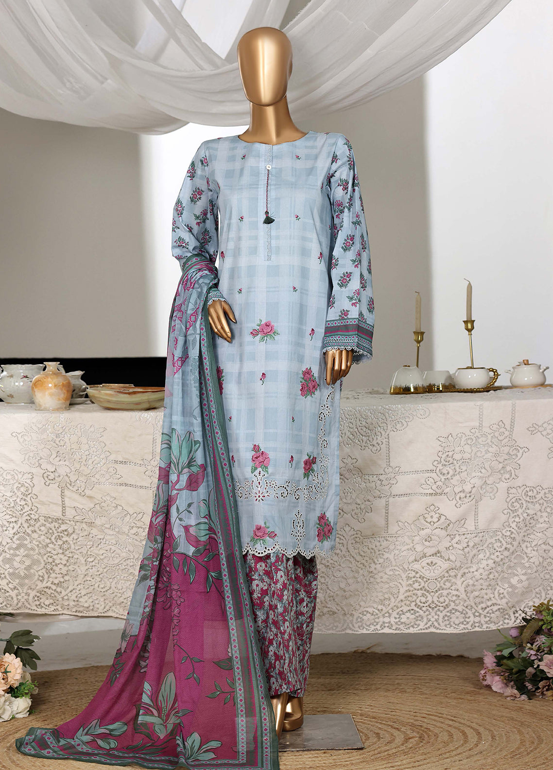 Guldozi By HZ Textiles Embroidered Lawn 3 Piece Stitched Suit HZ26GEL D-030 Guldozi By HZ Textiles Embroidered Lawn 3 Piece Stitched Suit HZ26GEL D-030