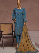 HZ Textile Embroidered Cambric Suits Stitched 3 Piece - HZ25IC CPE-127