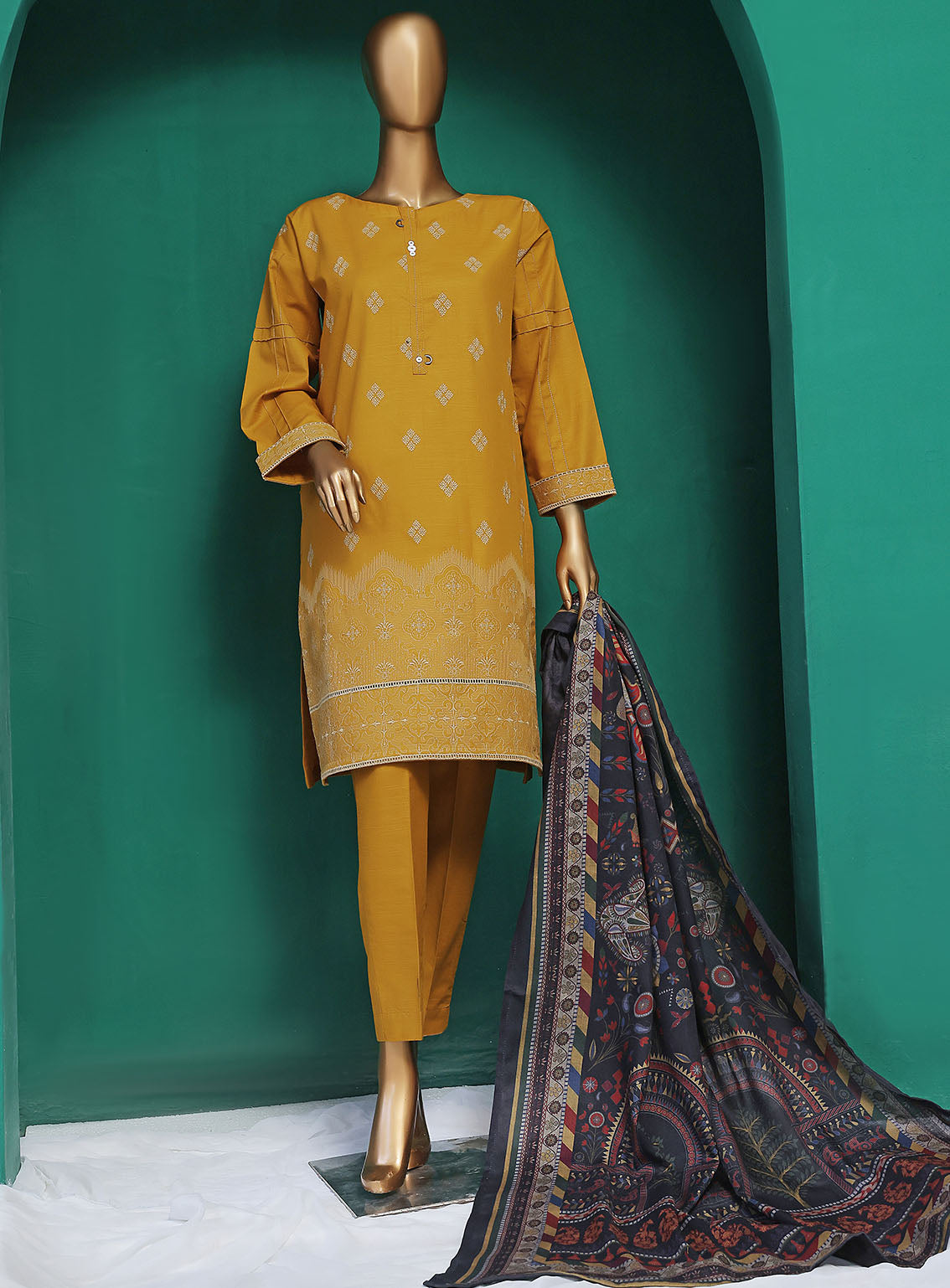 HZ Textile Embroidered Khaddar Suits Stitched 3 Piece - HZ25KC KSE-103 HZ Textile Embroidered Khaddar Suits Stitched 3 Piece - HZ25KC KSE-103