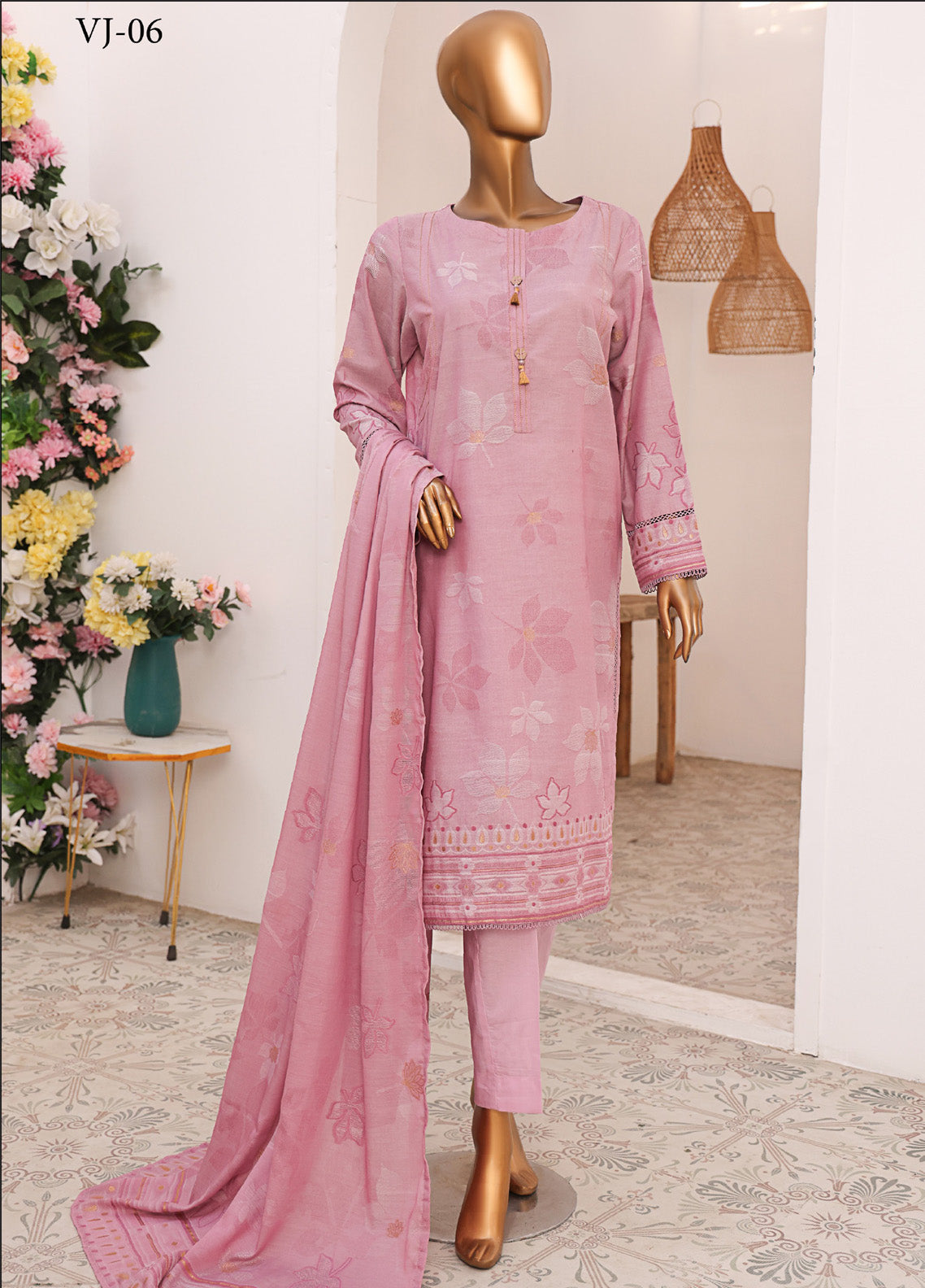 HZ Textiles Printed Jacquard Suits Unstitched 3 Piece - HZ25VJP VJ-06 HZ Textiles Printed Jacquard Suits Unstitched 3 Piece - HZ25VJP VJ-06