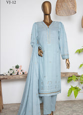 HZ Textiles Printed Jacquard Suits Unstitched 3 Piece - HZ25VJP VJ-12