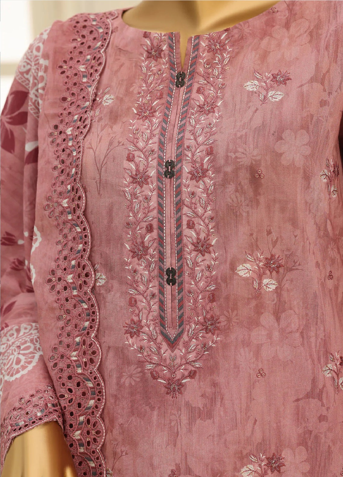 HZ Textile Premium Embroidered Lawn 3 Piece Unstitched Suit HZ26PEE D-PEC-1305 HZ Textile Premium Embroidered Lawn 3 Piece Unstitched Suit HZ26PEE D-PEC-1305