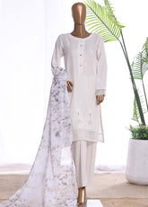 HZ Textiles Chikankari Embroidered lawn 3 Piece Stitched Suit HZ26CE3P D-CSE-225