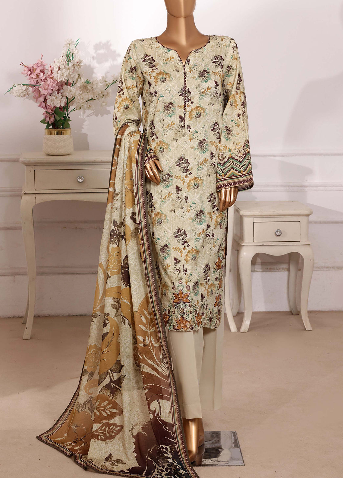 HZ Textiles Cutworkari Embroidered Lawn 3 Piece Stitched Suit HZ26CEL D-CPE-012 HZ Textiles Cutworkari Embroidered Lawn 3 Piece Stitched Suit HZ26CEL D-CPE-012