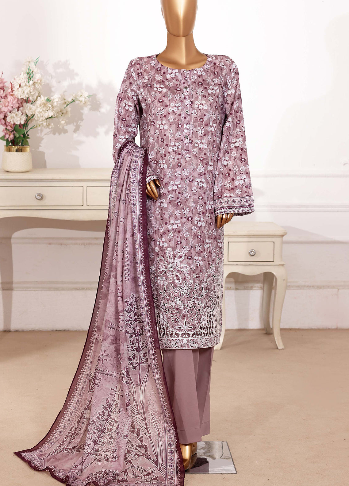 HZ Textiles Cutworkari Embroidered Lawn 3 Piece Stitched Suit HZ26CEL D-CPE-019 HZ Textiles Cutworkari Embroidered Lawn 3 Piece Stitched Suit HZ26CEL D-CPE-019