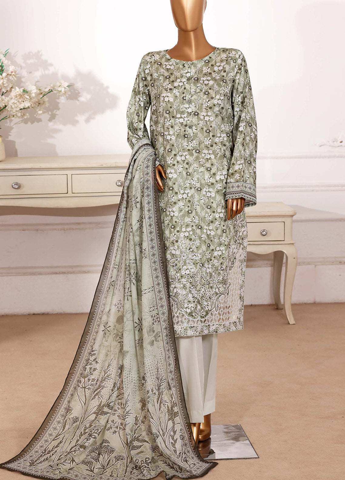 HZ Textiles Cutworkari Embroidered Lawn 3 Piece Stitched Suit HZ26CEL D-CPE-020 HZ Textiles Cutworkari Embroidered Lawn 3 Piece Stitched Suit HZ26CEL D-CPE-020