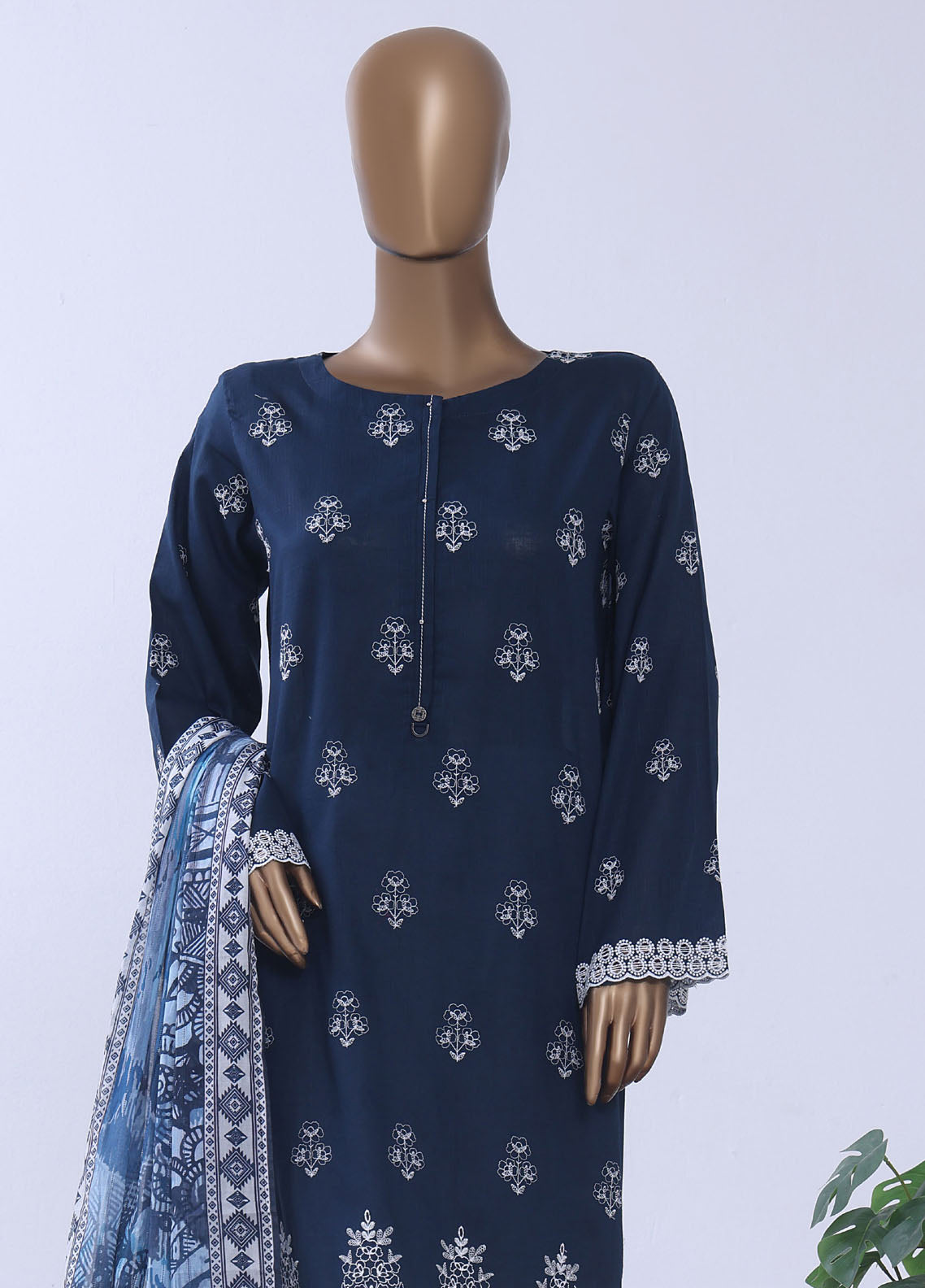 HZ Textiles Embroidered Chikankari Lawn 3 Piece Stitched Suit HZ26EC D-081 M BLUE HZ Textiles Embroidered Chikankari Lawn 3 Piece Stitched Suit HZ26EC D-081 M BLUE