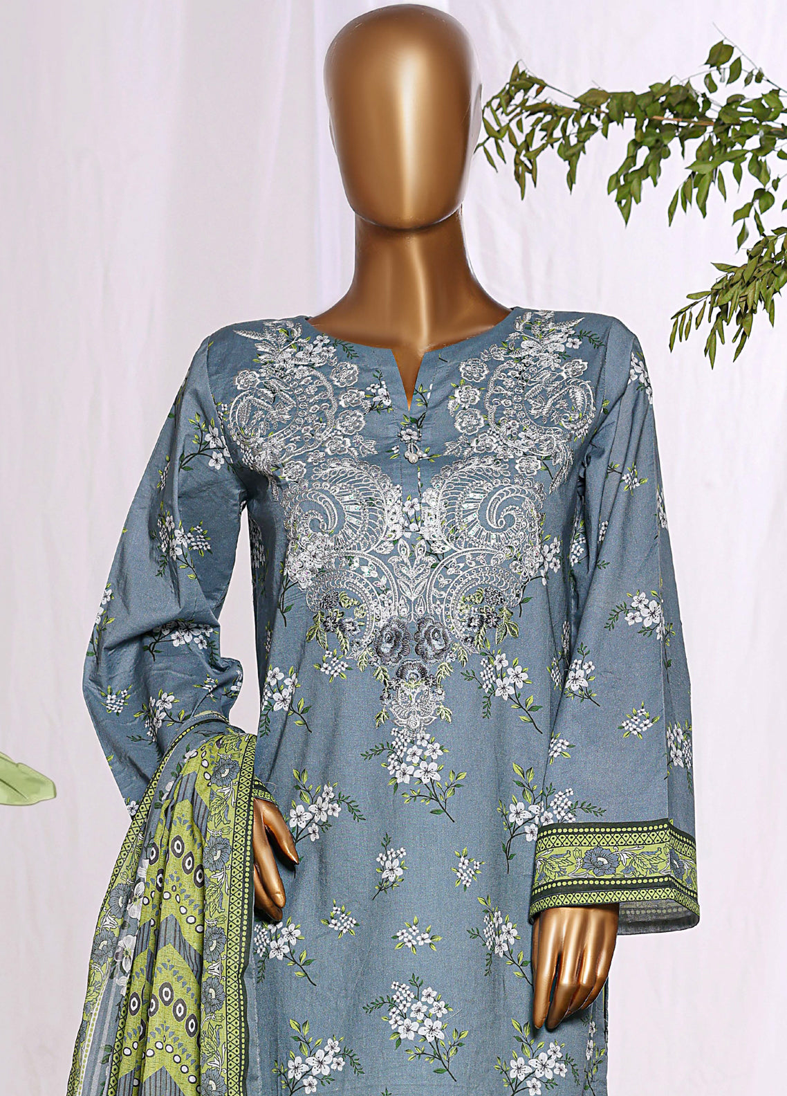 HZ Textiles Embroidered Lawn 3 Piece Stitched Suit HZ26DWE D-041 HZ Textiles Embroidered Lawn 3 Piece Stitched Suit HZ26DWE D-041