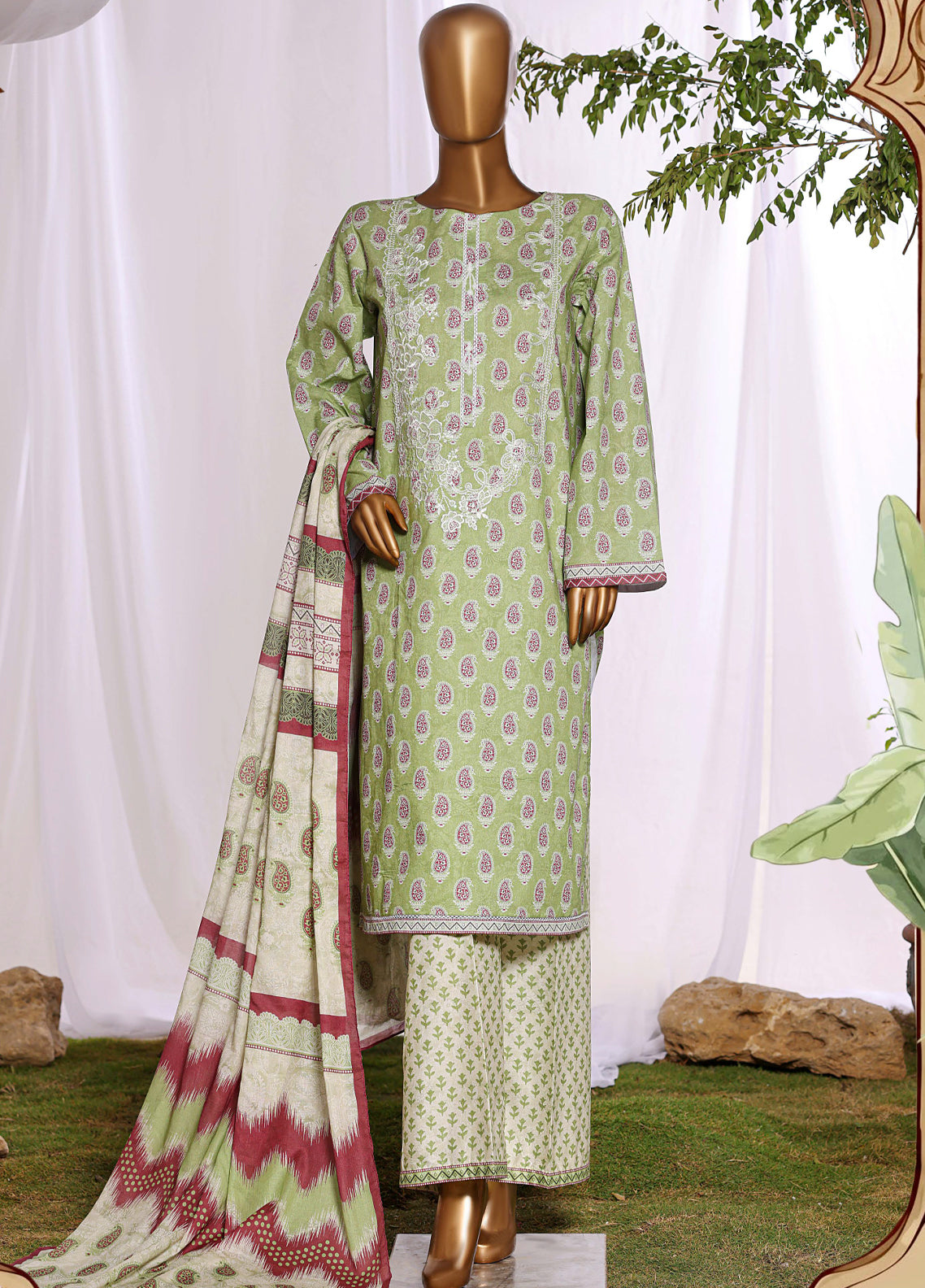 HZ Textiles Embroidered Lawn 3 Piece Stitched Suit HZ26DWE D-042 HZ Textiles Embroidered Lawn 3 Piece Stitched Suit HZ26DWE D-042