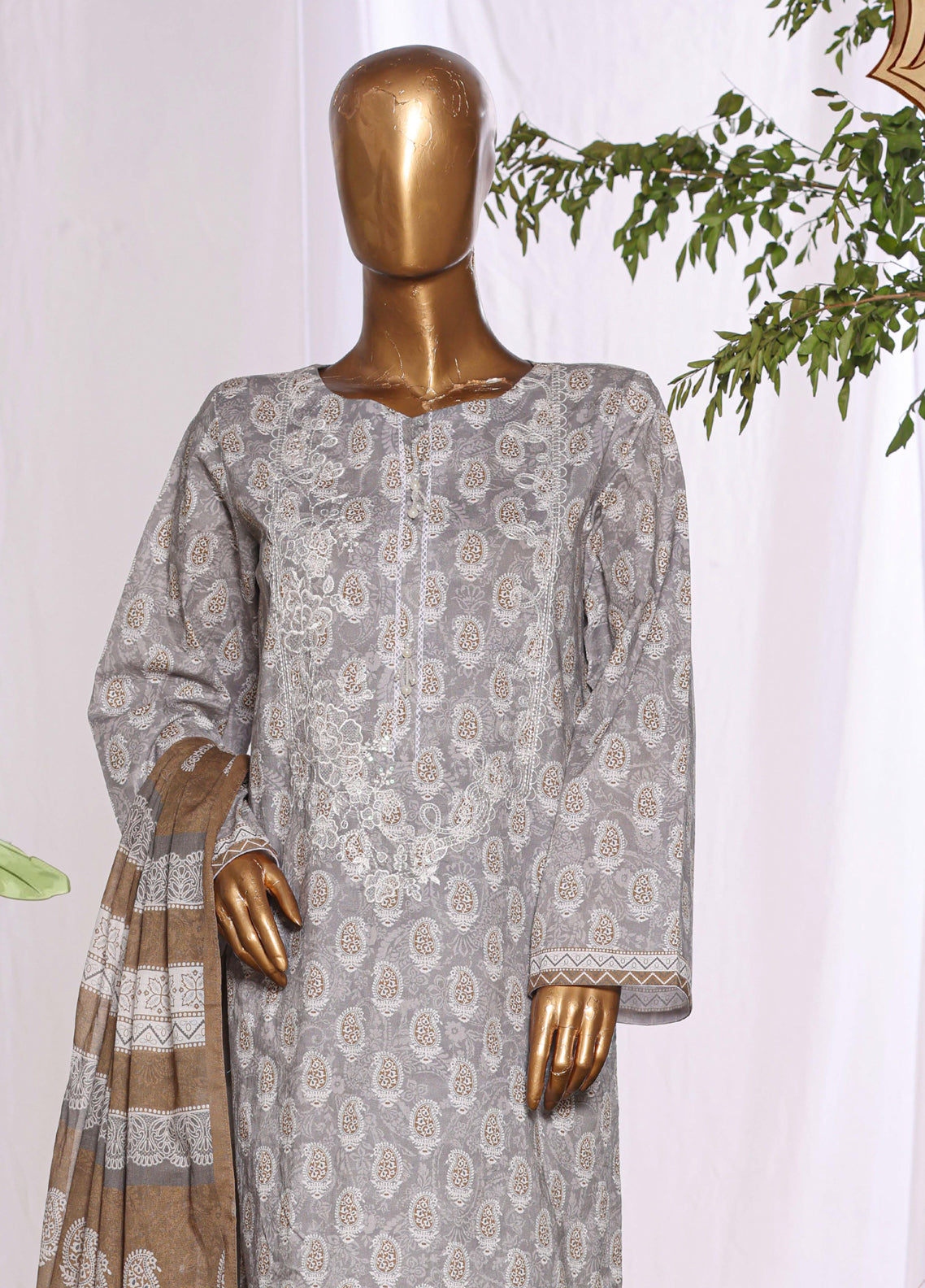 HZ Textiles Embroidered Lawn 3 Piece Stitched Suit HZ26DWE D-043 HZ Textiles Embroidered Lawn 3 Piece Stitched Suit HZ26DWE D-043