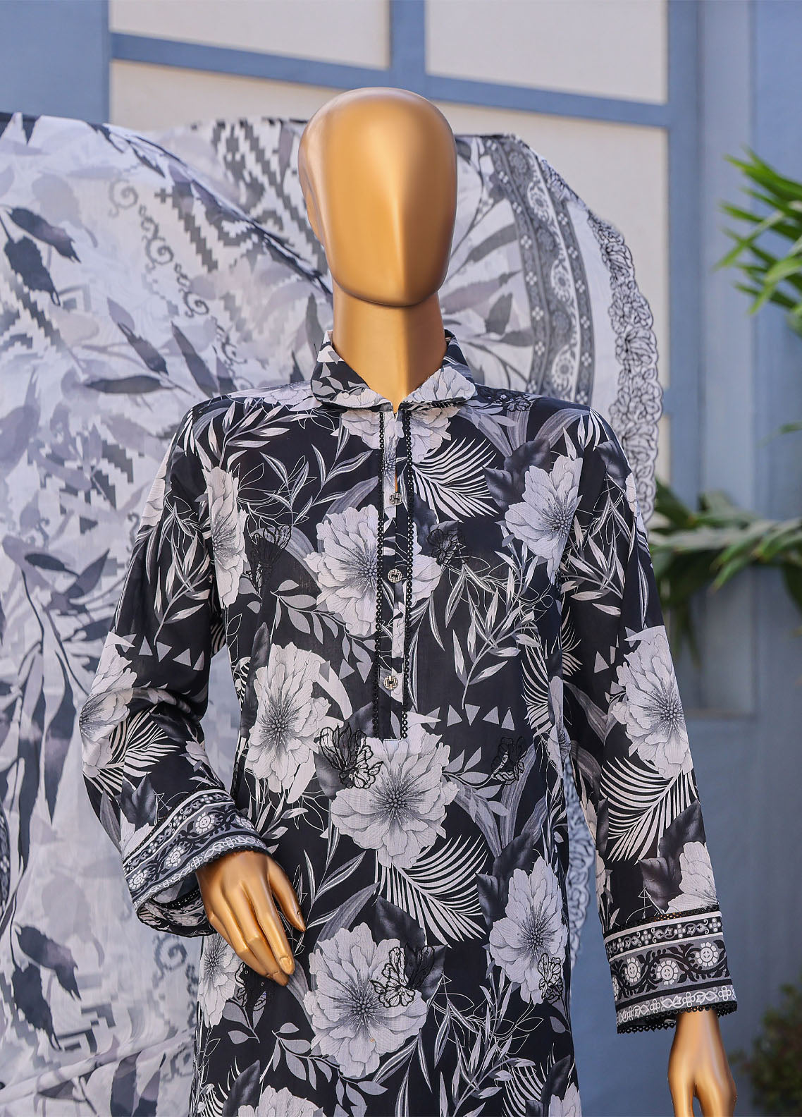 HZ Textiles Premium Chikankari Lawn 3 Piece Unstitched Suit HZ26PC D-PCE-1032 HZ Textiles Premium Chikankari Lawn 3 Piece Unstitched Suit HZ26PC D-PCE-1032