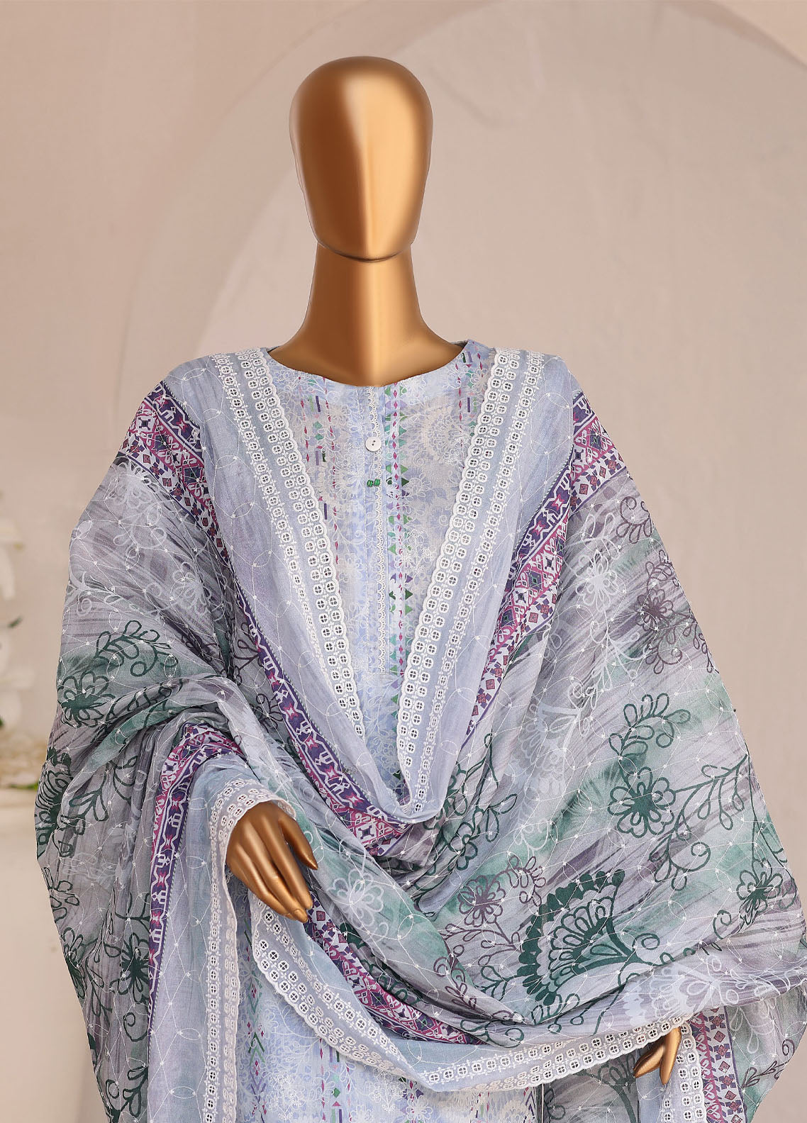HZ Textiles Premium Chikankari Lawn 3 Piece Unstitched Suit HZ26PC D-PCE-642 HZ Textiles Premium Chikankari Lawn 3 Piece Unstitched Suit HZ26PC D-PCE-642