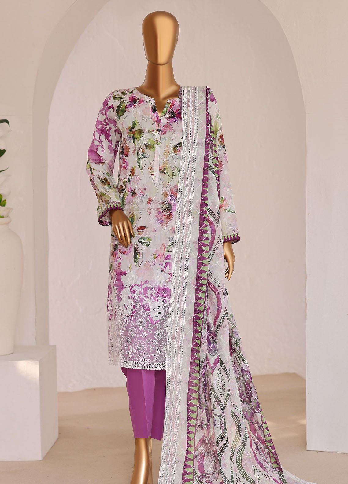 HZ Textiles Premium Chikankari Lawn 3 Piece Unstitched Suit HZ26PC D-PCE-644 HZ Textiles Premium Chikankari Lawn 3 Piece Unstitched Suit HZ26PC D-PCE-644