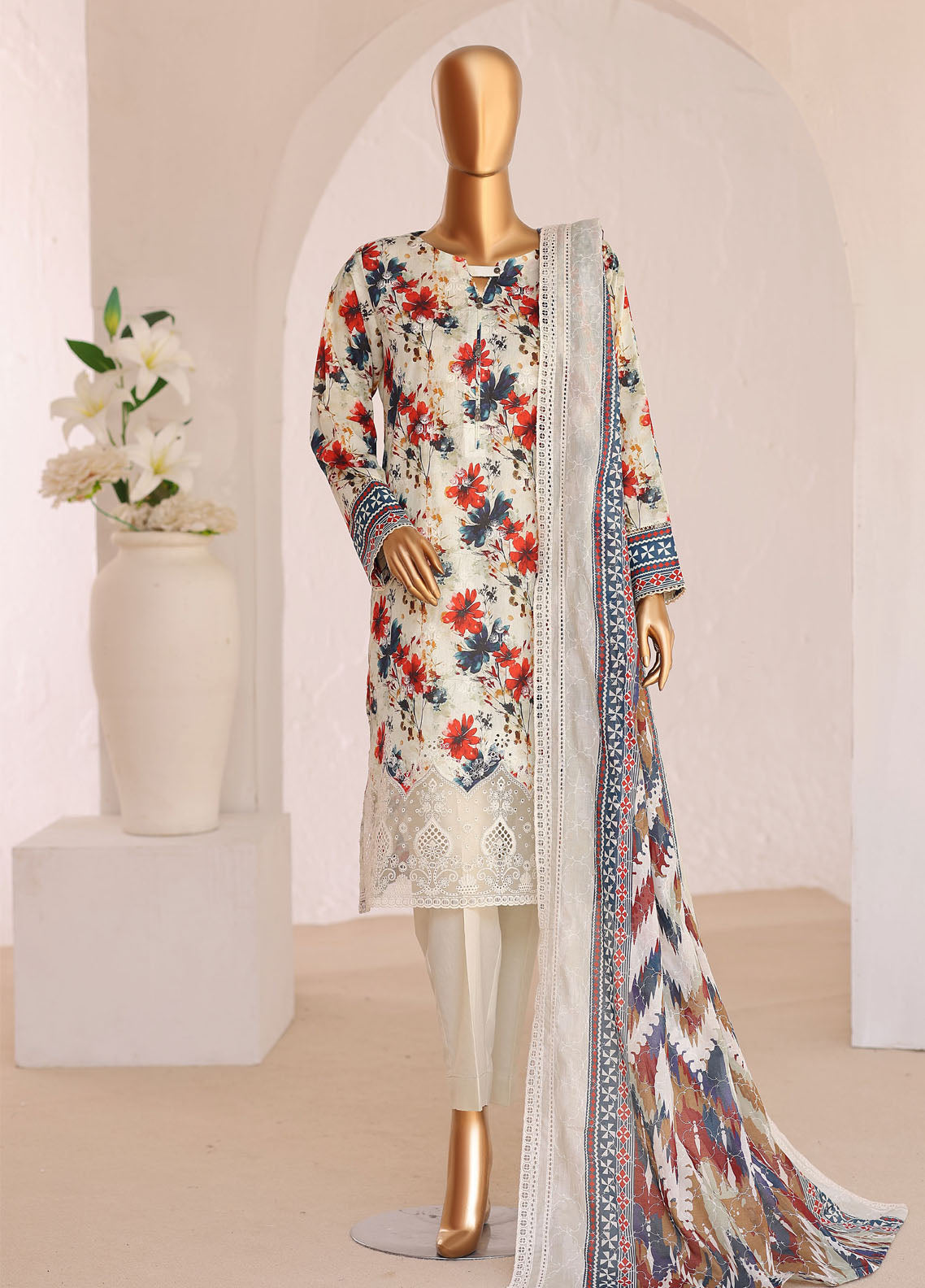 HZ Textiles Premium Chikankari Lawn 3 Piece Unstitched Suit HZ26PC D-PCE-646 HZ Textiles Premium Chikankari Lawn 3 Piece Unstitched Suit HZ26PC D-PCE-646
