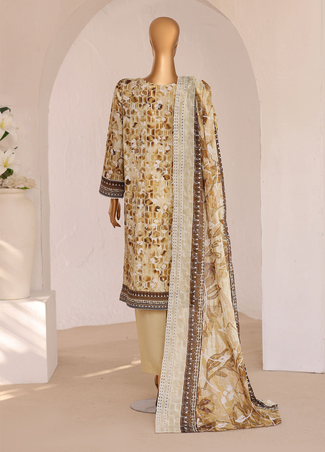 HZ Textiles Premium Chikankari Lawn 3 Piece Unstitched Suit HZ26PC D-PCE-647 HZ Textiles Premium Chikankari Lawn 3 Piece Unstitched Suit HZ26PC D-PCE-647