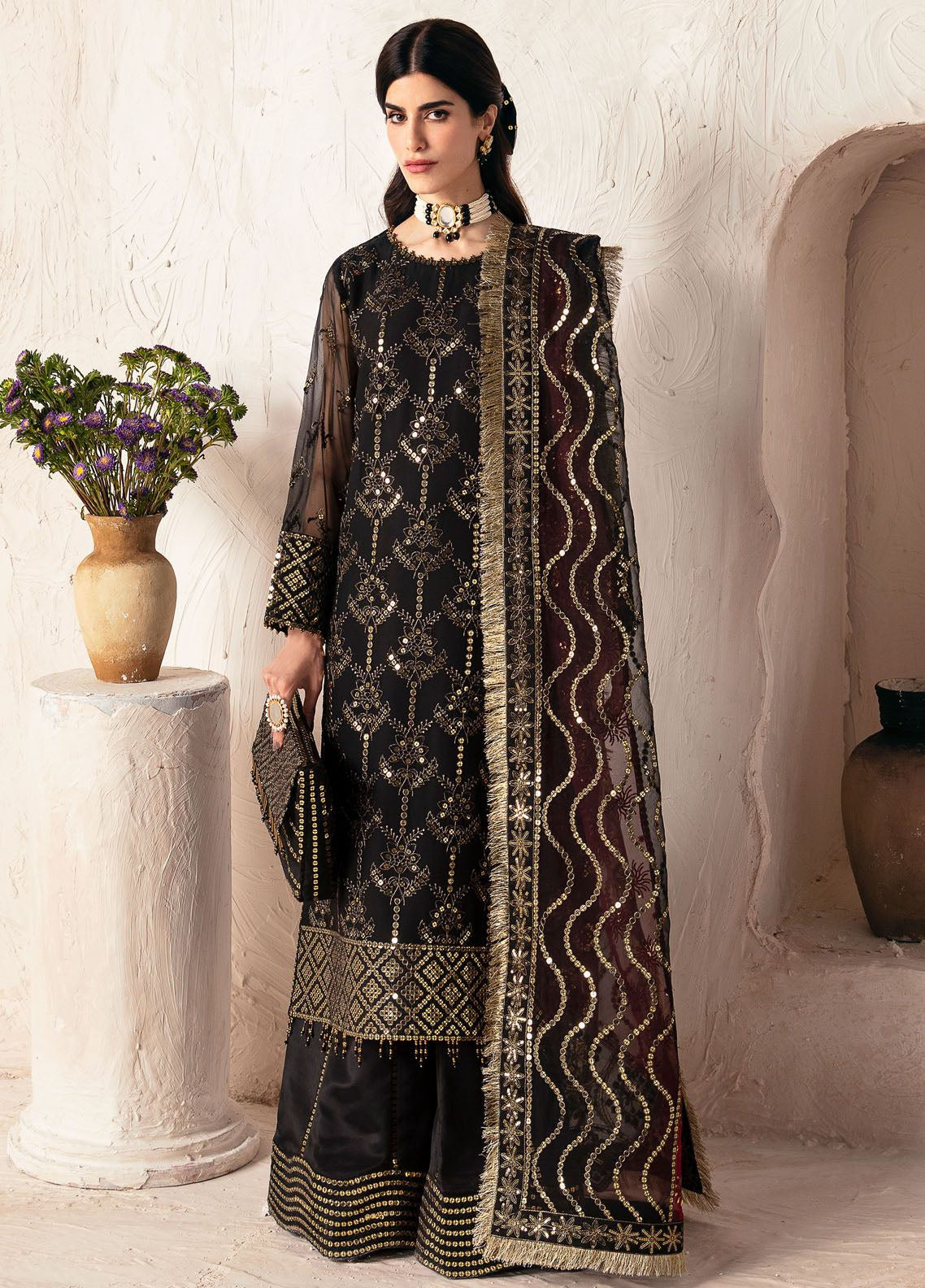 Heer By Alizeh Fashion Embroidered Chiffon Suits Unstitched 3 Piece - ALZ24HF 08 SAJAL Heer By Alizeh Fashion Embroidered Chiffon Suits Unstitched 3 Piece - ALZ24HF 08 SAJAL