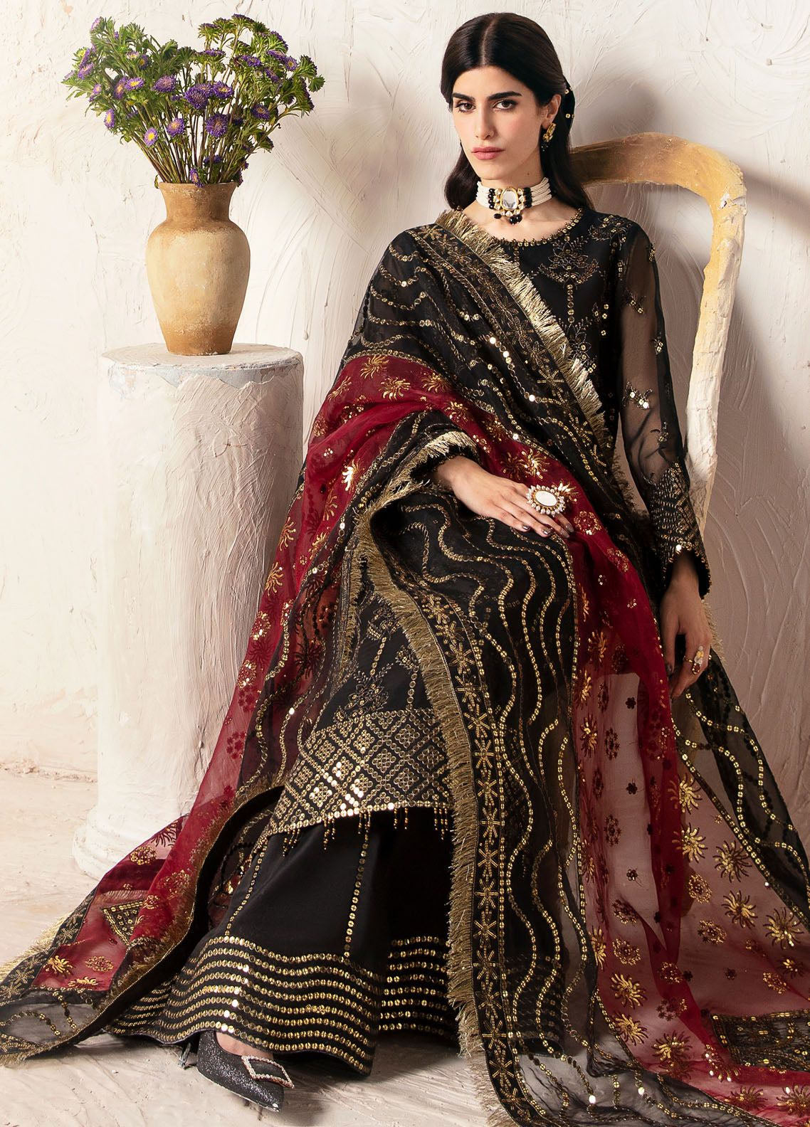 Heer By Alizeh Fashion Embroidered Chiffon Suits Unstitched 3 Piece - ALZ24HF 08 SAJAL Heer By Alizeh Fashion Embroidered Chiffon Suits Unstitched 3 Piece - ALZ24HF 08 SAJAL