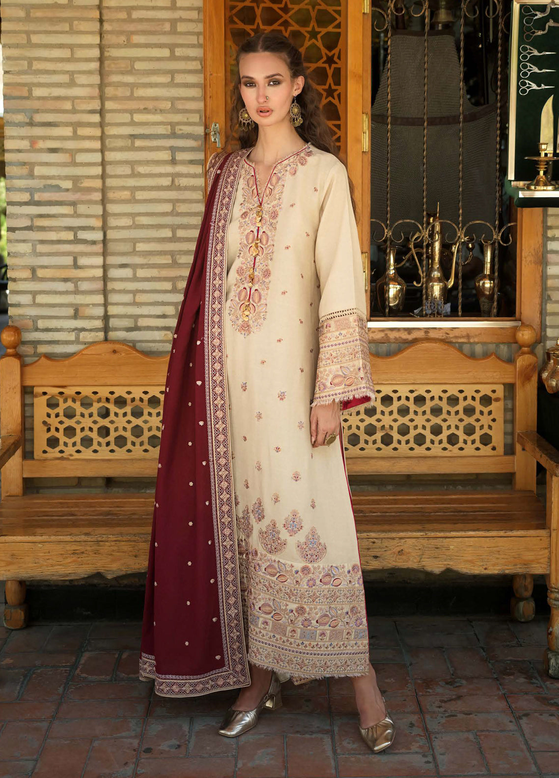 Hemline Bukhara By Mushq Embroidered Corduroy 3 Piece Unstitched Suit MQ26BWE D-109 AZURE COURTYARD Hemline Bukhara By Mushq Embroidered Corduroy 3 Piece Unstitched Suit MQ26BWE D-109 AZURE COURTYARD