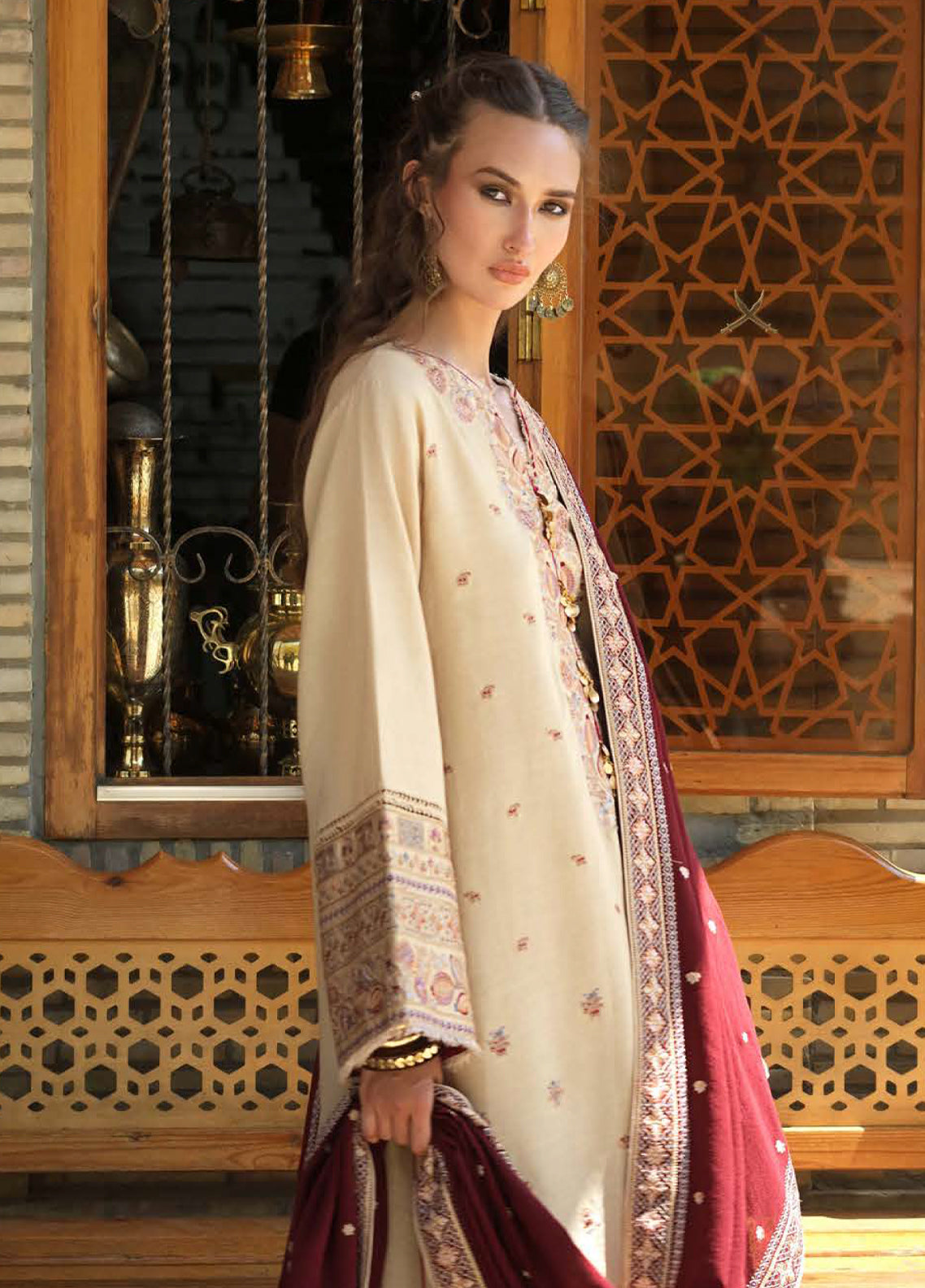 Hemline Bukhara By Mushq Embroidered Corduroy 3 Piece Unstitched Suit MQ26BWE D-109 AZURE COURTYARD Hemline Bukhara By Mushq Embroidered Corduroy 3 Piece Unstitched Suit MQ26BWE D-109 AZURE COURTYARD