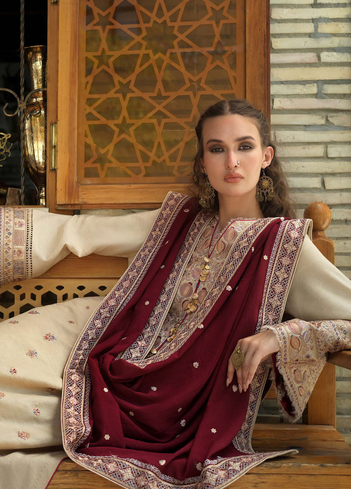 Hemline Bukhara By Mushq Embroidered Corduroy 3 Piece Unstitched Suit MQ26BWE D-109 AZURE COURTYARD Hemline Bukhara By Mushq Embroidered Corduroy 3 Piece Unstitched Suit MQ26BWE D-109 AZURE COURTYARD