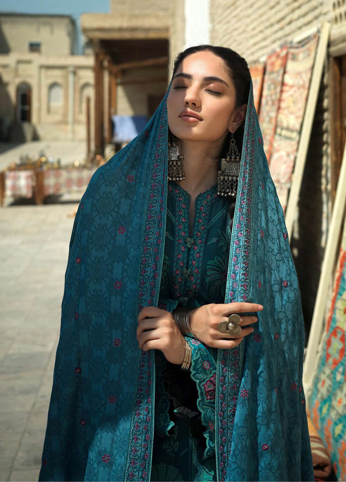 Hemline Bukhara By Mushq Embroidered Karandi 3 Piece Unstitched Suit MQ26BWE D-110 FROSTED DOME Hemline Bukhara By Mushq Embroidered Karandi 3 Piece Unstitched Suit MQ26BWE D-110 FROSTED DOME