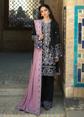 Hemline Bukhara By Mushq Embroidered Linen 3 Piece Unstitched Suit MQ26BWE D-105 BAZAAR TRAIL