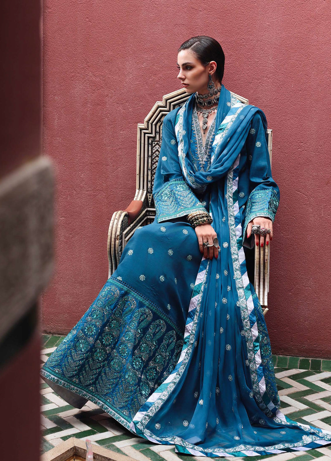 Hemline Nuvera By Mushq Embroidered Raw Silk 3 Piece Unstitched Suit MQ26HN D-201 ROUGE SAPPHIRE Hemline Nuvera By Mushq Embroidered Raw Silk 3 Piece Unstitched Suit MQ26HN D-201 ROUGE SAPPHIRE