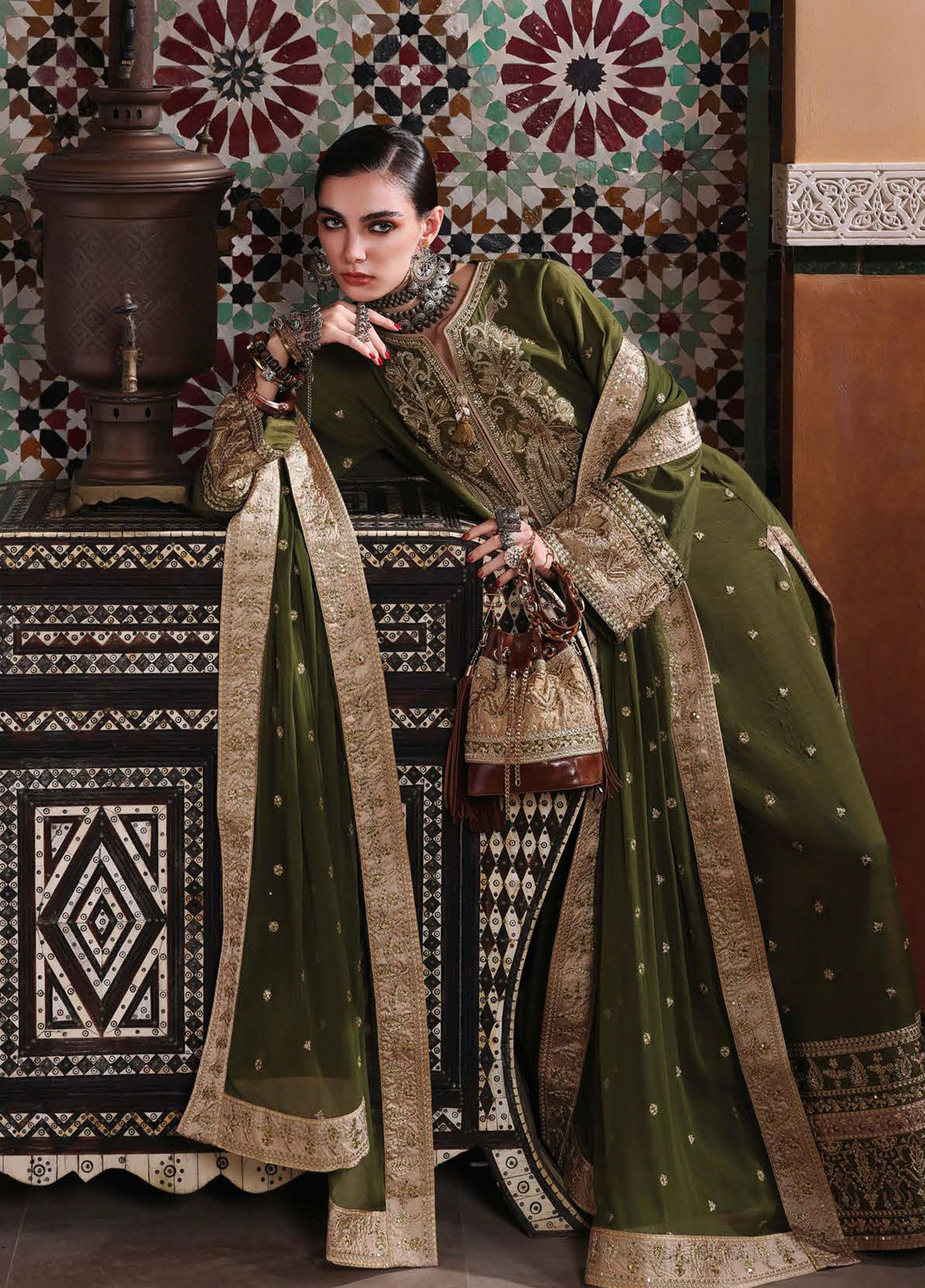Hemline Nuvera By Mushq Embroidered Raw Silk 3 Piece Unstitched Suit MQ26HN D-203 CELESTIA CROWN Hemline Nuvera By Mushq Embroidered Raw Silk 3 Piece Unstitched Suit MQ26HN D-203 CELESTIA CROWN