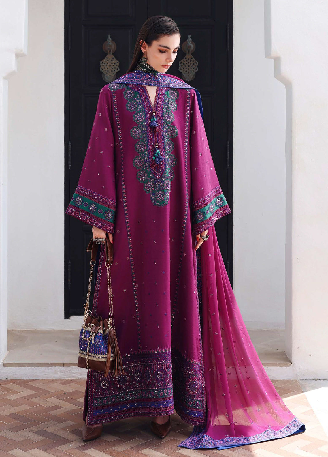 Hemline Nuvera By Mushq Embroidered Raw Silk 3 Piece Unstitched Suit MQ26HN D-204 REINA ROUGE Hemline Nuvera By Mushq Embroidered Raw Silk 3 Piece Unstitched Suit MQ26HN D-204 REINA ROUGE
