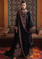 Hemline Nuvera By Mushq Embroidered Raw Silk 3 Piece Unstitched Suit MQ26HN D-206 CARMINE JEWEL