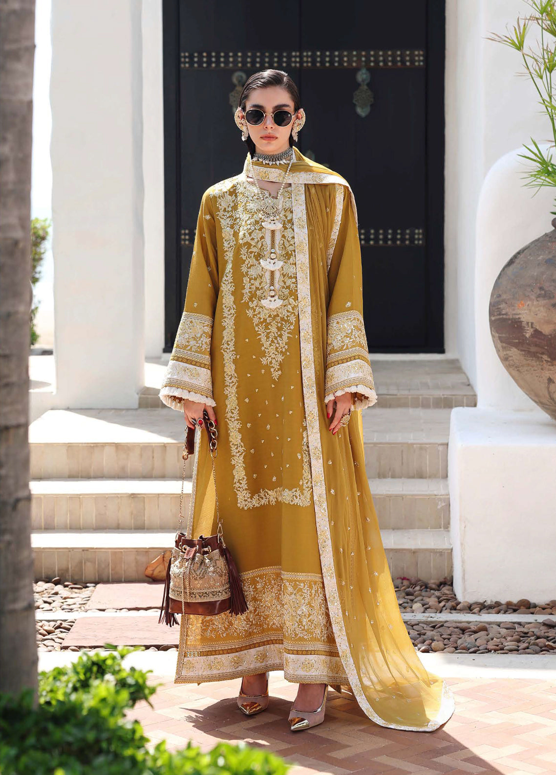 Hemline Nuvera By Mushq Embroidered Raw Silk 3 Piece Unstitched Suit MQ26HN D-207 ROSALIE CROWN Hemline Nuvera By Mushq Embroidered Raw Silk 3 Piece Unstitched Suit MQ26HN D-207 ROSALIE CROWN