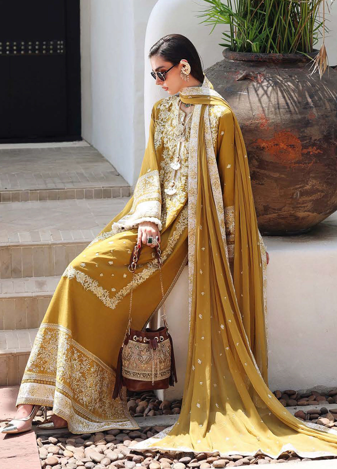 Hemline Nuvera By Mushq Embroidered Raw Silk 3 Piece Unstitched Suit MQ26HN D-207 ROSALIE CROWN Hemline Nuvera By Mushq Embroidered Raw Silk 3 Piece Unstitched Suit MQ26HN D-207 ROSALIE CROWN